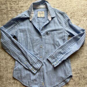 Abercrombie Blue Striped Button-Down – Size S | Lightweight & Classic 💙